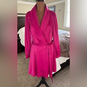 Vince Camuto Fuchsia Long Sleeve Wrap Dress